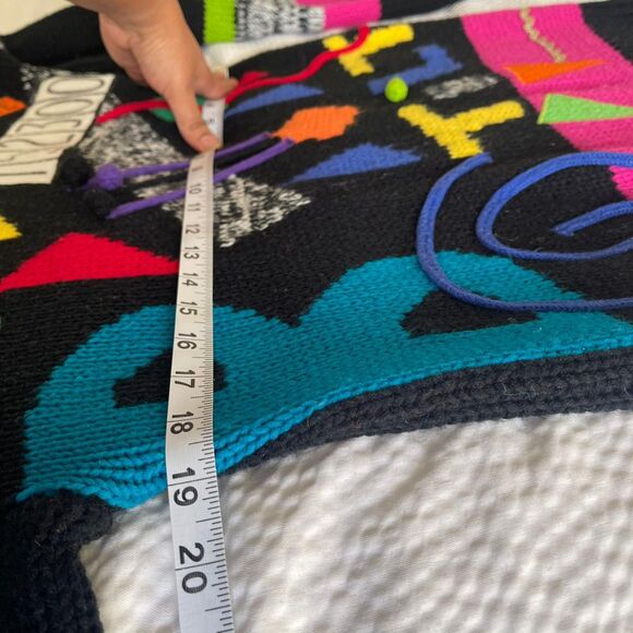 Rare C.S.L. Cherry Stix Retro 80s 90s Women's Knit Sweater High Score Top Size M - Picture 7 of 7